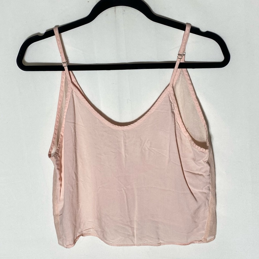 5/$25 Azure Skies Light Pink Cropped Mesh Back Camo Tank Top XS